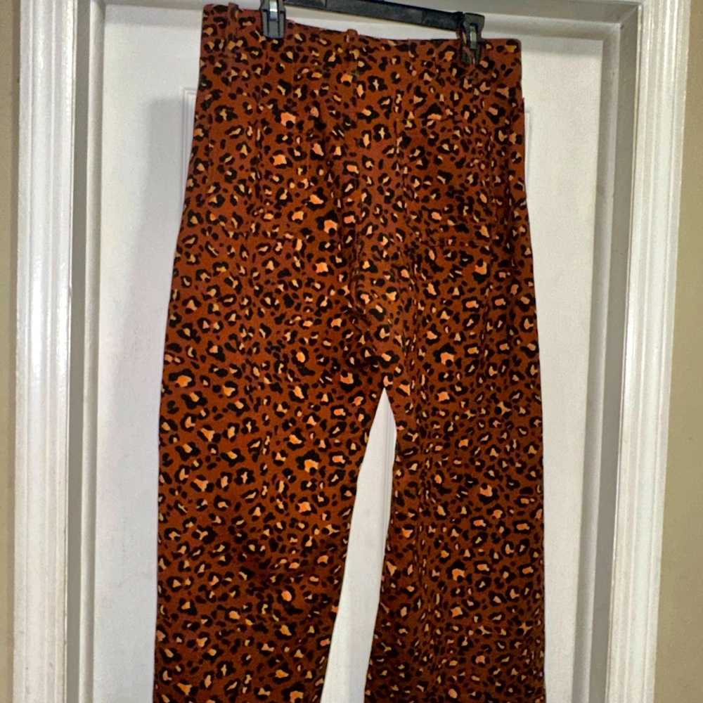 Anthropologie Wide Leg Leopard Print Pants